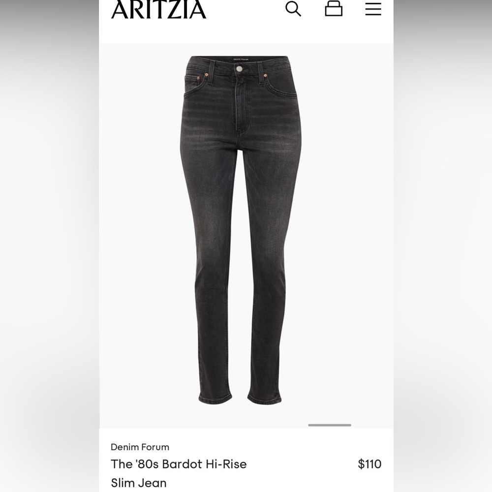 NWT- Aritzia The ‘80S Bardot hi-rise slim jean